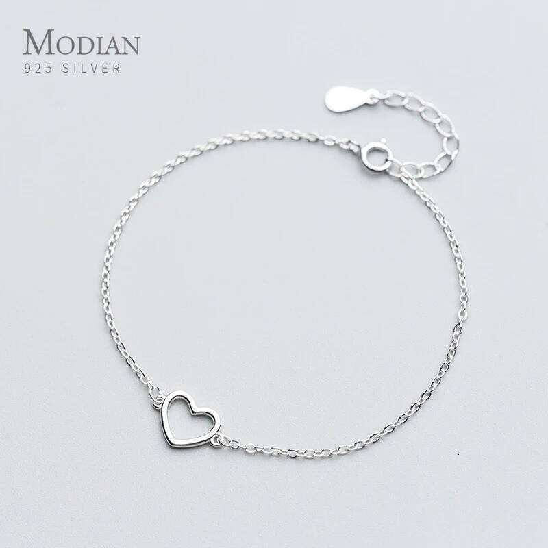 Modian New Romantic Heart Bracelet for Women Real 100% 925 Sterling Silver Fresh Lovely Gifts Anti-allergy Gift Fine Jewelry 25H1229