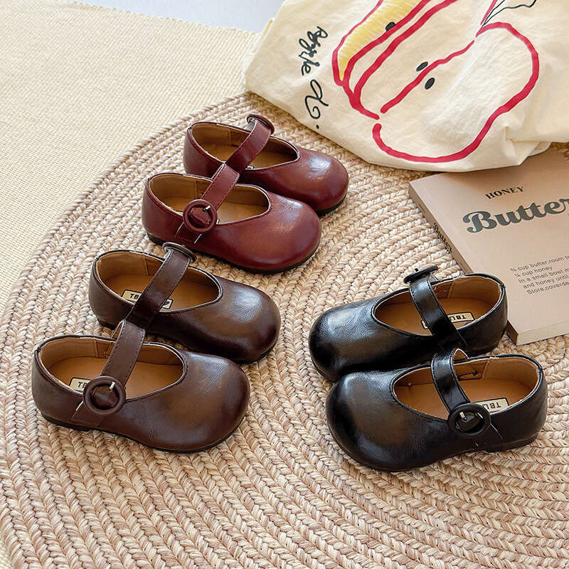 INS French Style Children's Leather 2025 Spring and Autumn New Korean Version Girls' Flat Princess Shoes Soft Sole Loafers