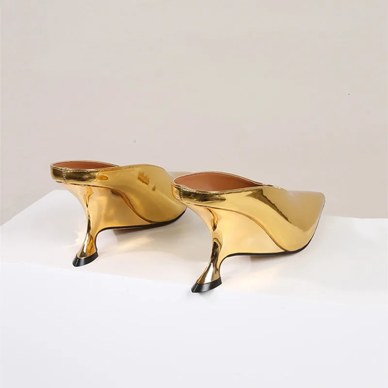 2024 Fashion Platform Wedges High Heels Mule Women Slippers Concise Shallow Pointed Toe Party Dress Ladies Shoes251222