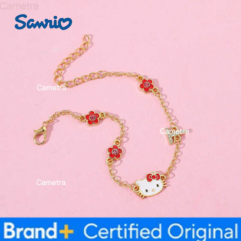 Sanrio Anime Hello Kitty Bracelet Cute Cartoon Figure Kitty White Metal Rhinestones Pendant Bracelet Kawaii Accessories H251229
