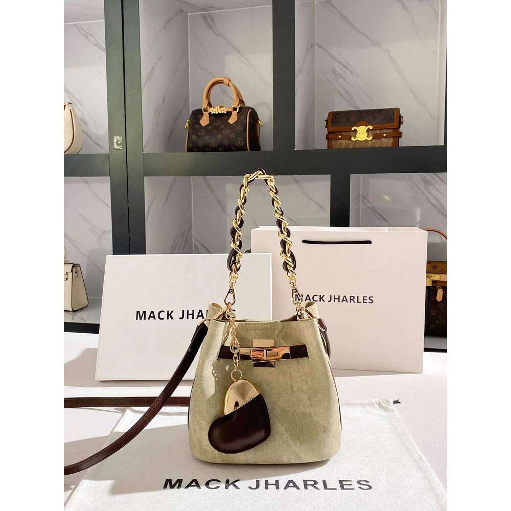 MACK JHARLES This Year's Trend Color-Block Bucket 2025 Autumn New High-End Chain Underarm Bag