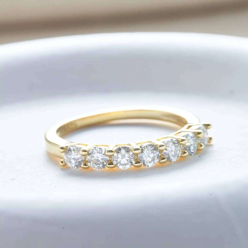 Moissanite Ring 925 Sterling Silver ring with White Gold Plated Full Diamond Eternity Band Engagement Wedding Rings for Women b43