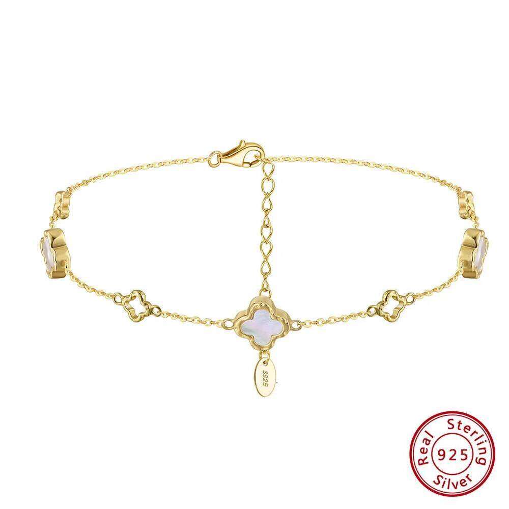 Kiss Mandy Foot Chain Of Women 925 Sterling Silver Four-Leaf Clover Anklet Simple Charm Fashion Jewelry Accessories Gift Gma04