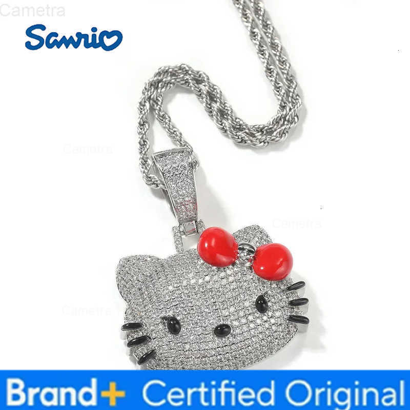 Sanrio Hello Kitty womens necklace diamond animation peripheral cute cat peripheral zircon pendant necklace Halloween birthday gift H251229