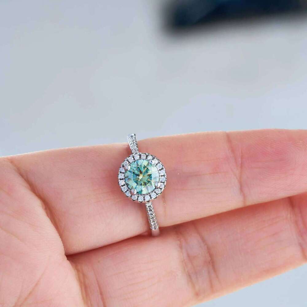 Classical Women's 925 Sterling Silver Ring With Real Moissanite 1ct 6.5mm D Color Round Shaped Luxury Wedding fine Jewelry gift 8ec