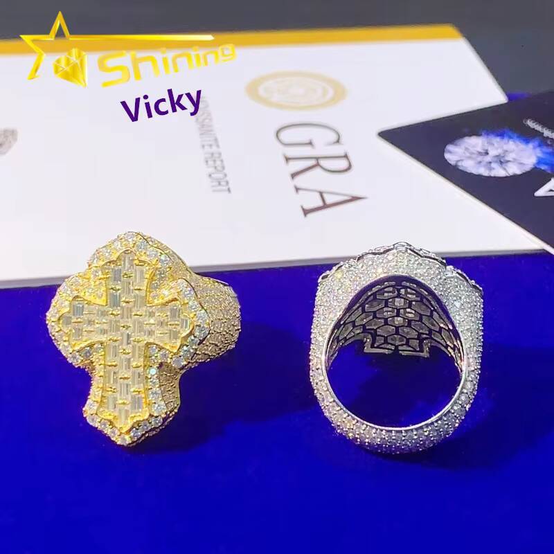 Ready to Ship Fine Hip Hop Jewelry Iced Out GRA Moissanite Diamond Ring Custom High Quality Ring for Men