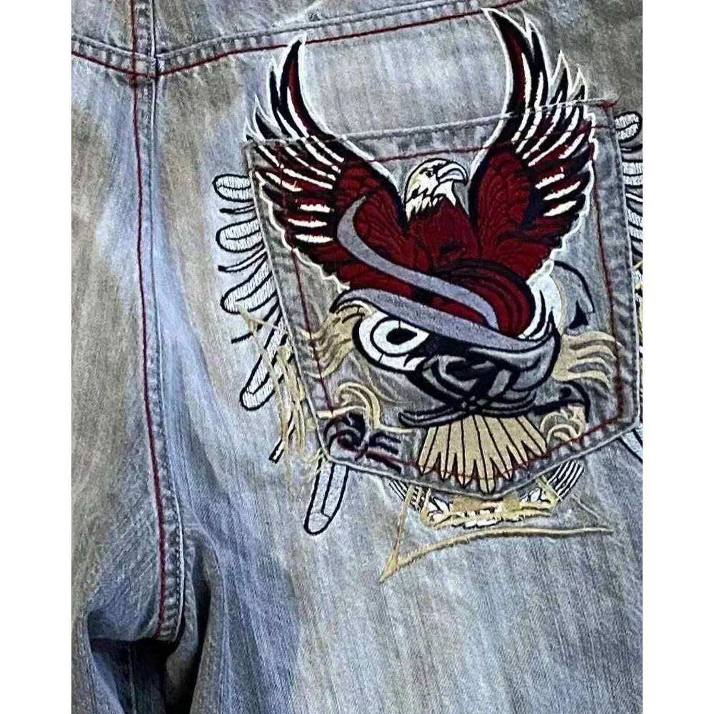 American New Y2K Retro Embroidered Denim For Men And Women Harajuku Gothic High Waist Shorts Basketball Pants Street Wear