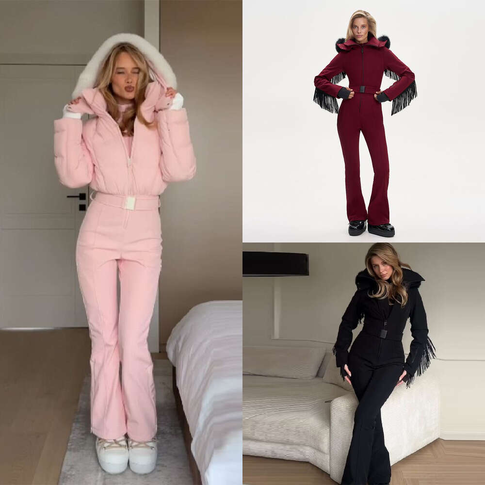 Women's Hooded Belted Ski Jacket Pure Color Cute Warm Skiwear Leisure Sports Female Clothing 2025 Women's New Casual ClothesWKERSIY