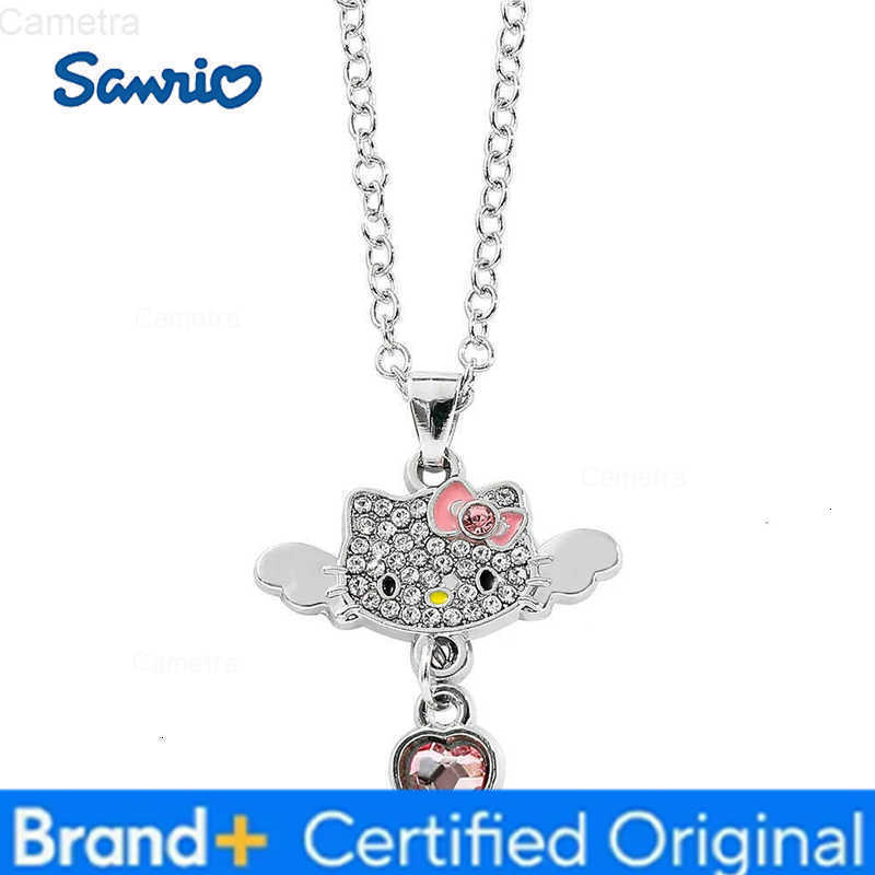 Sanrio Hello Kitty Angel Wings Necklace Kawaii Pink Heart Cat Pendant Clavicle Jewelry for Girls Unique Personality Niche Design H251229