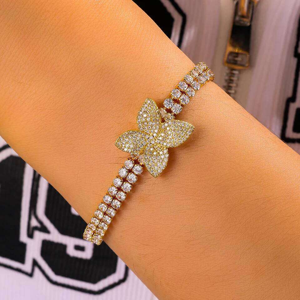 ZAKOL Women's Double Row Zircon Bracelet Exquisite Flower Fashion Cuff Bracelets Wedding Party Jewelry Accessory