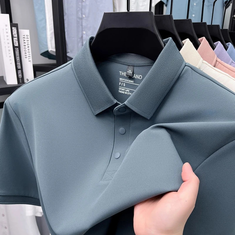 -Seller Mens High-Elasticity Polo Shirt Ultra-Soft Anti-Wrinkle Gold Supplier Wholesale 10 Colors Golf Top 251224