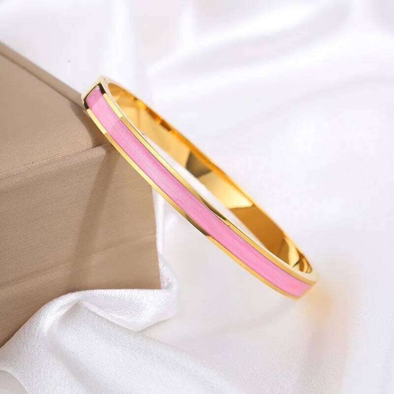 ZAKOL 5pcs/1pcs Pink Crystal Zircon Inlaid Stainless Steel Bracelet Charm Stacked Bracelets Fashion Non-fading Jewelry Gift