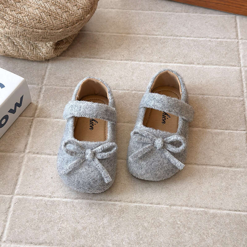 INS French Style Small Leather 2025 Spring and Autumn New Korean Version Girls' Felt Bow Princess Soft Sole Single Shoes