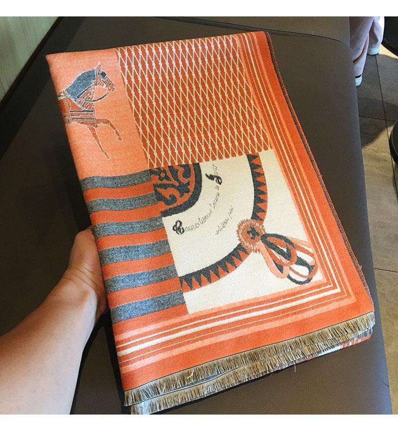 French Style Dual-Use For Women Autumn Winter Versatile Air-Conditioning Shawl Thickened Warm Long Double-Sided Neck Scarf