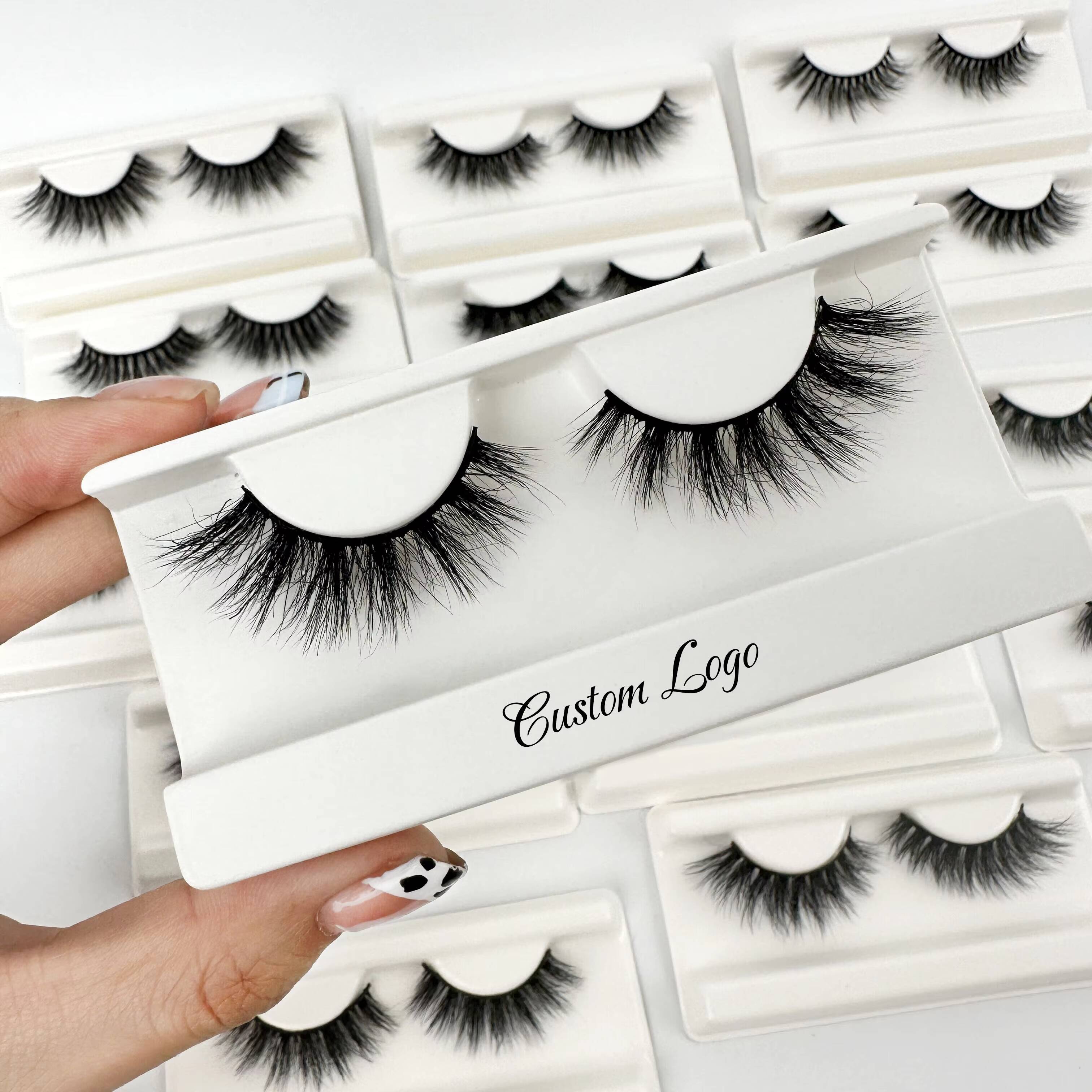 Private Lashes Vendor 16-18MM 3D 5D Wispy Mink Fluffy Mink Eyelash Private Label Mink Lashes Russian Full Strip Eyelashes