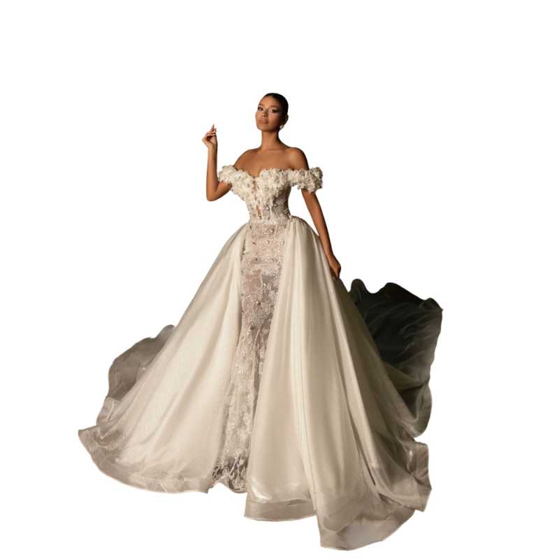 Mermaid Sexy Wedding Dresses Off The Shoulder Vestido De Novia Lace Embroidery Detachable Train Custom Made Bridal Gown