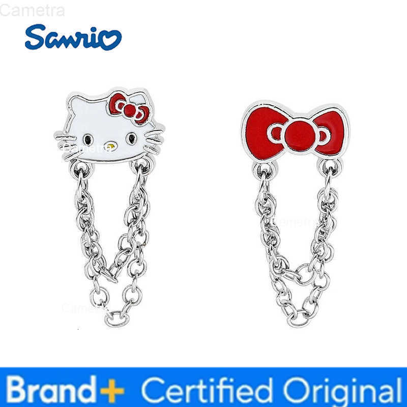 Sanrio Anime Cute Earrings Cartoon Figure Kitty Cat Bow Tie Tassel Ear Studs Earrings for Women Girl Kawaii Accessories H251229