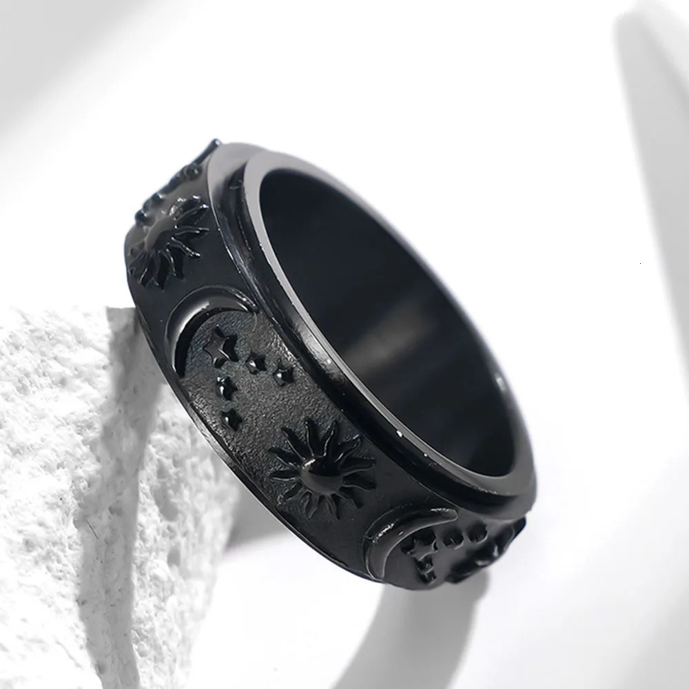 Star Moon Sun Mens And Womens Steel Ring Rings Rotatable Decompression Ring Stainless Steel 251224
