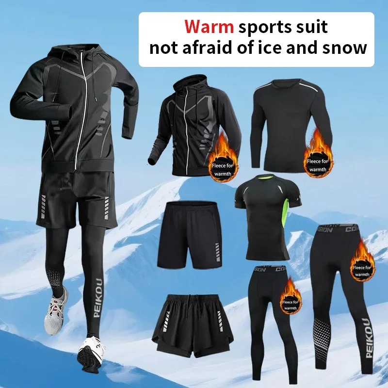 Mens winter warm fitness set quickdrying running and basketball training highly elastic sweatwicking 251219