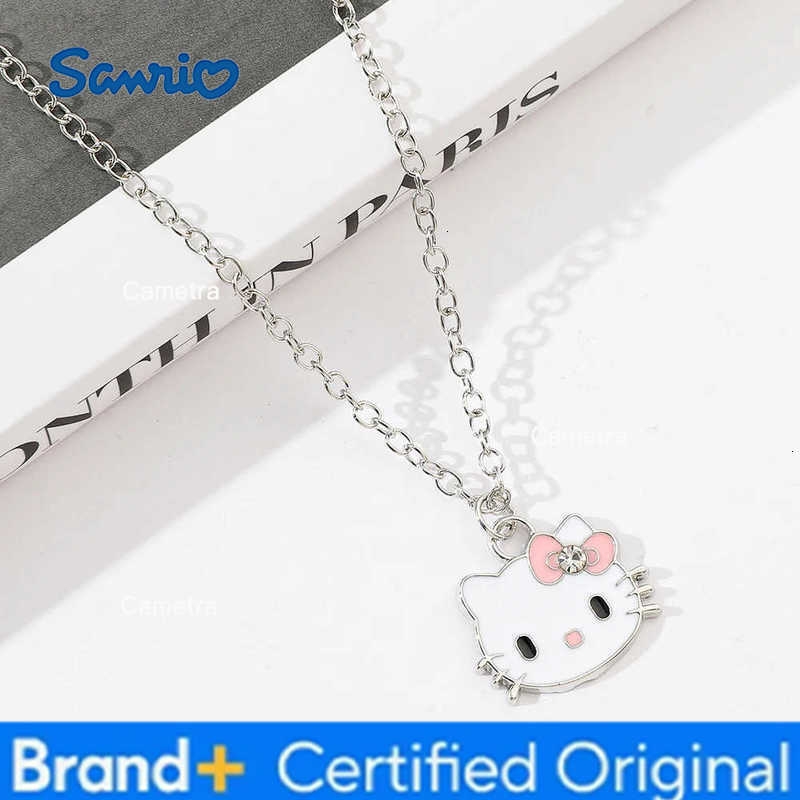 Sanrio Kawaii Hello Kitty Enamel Pendant Necklace Fashion Simple Anime Peripheral Jewelry Cartoon KT Cat Neck Chain Accessories H251229