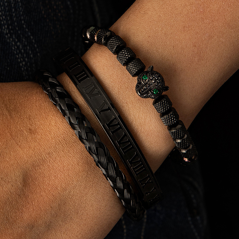 Luxury Brand Designer Jewelry European And American Pineapple Bead Leopard Head Zircon Braided Bracelet Twist Bracelet Roman Numeral Bracelet Set Comb
