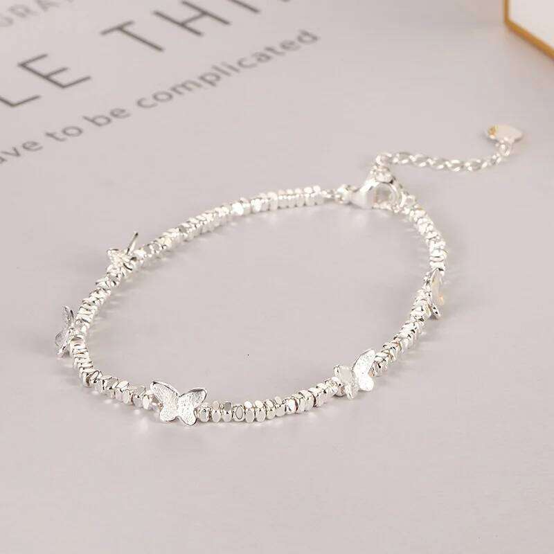 VENTFILLE 925 Sterling Silver Butterfly Bracelet for Girl Bead String Design Insect Fashion Versatile Jewelry Gift 25H1229