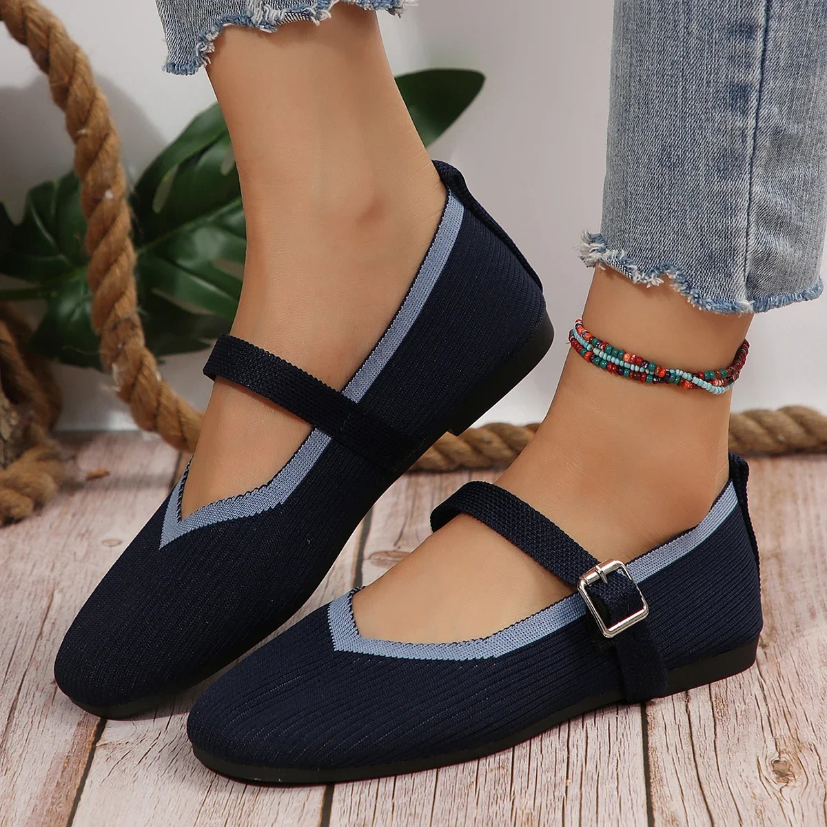 Spring 2025 Women Flat Round Head Loafers Woman Mary Janes Shoes Autumn Ballet Fashion Buckle Flat Shoes Zapatos De Mujer251222