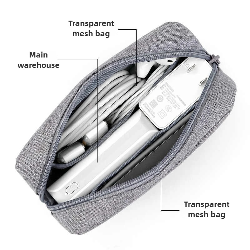 Travel Essentials Pouch Organizer for USB Cables Earphones Gadgets Storage Bag Digital Accessories Makeup Cover Devices 251224