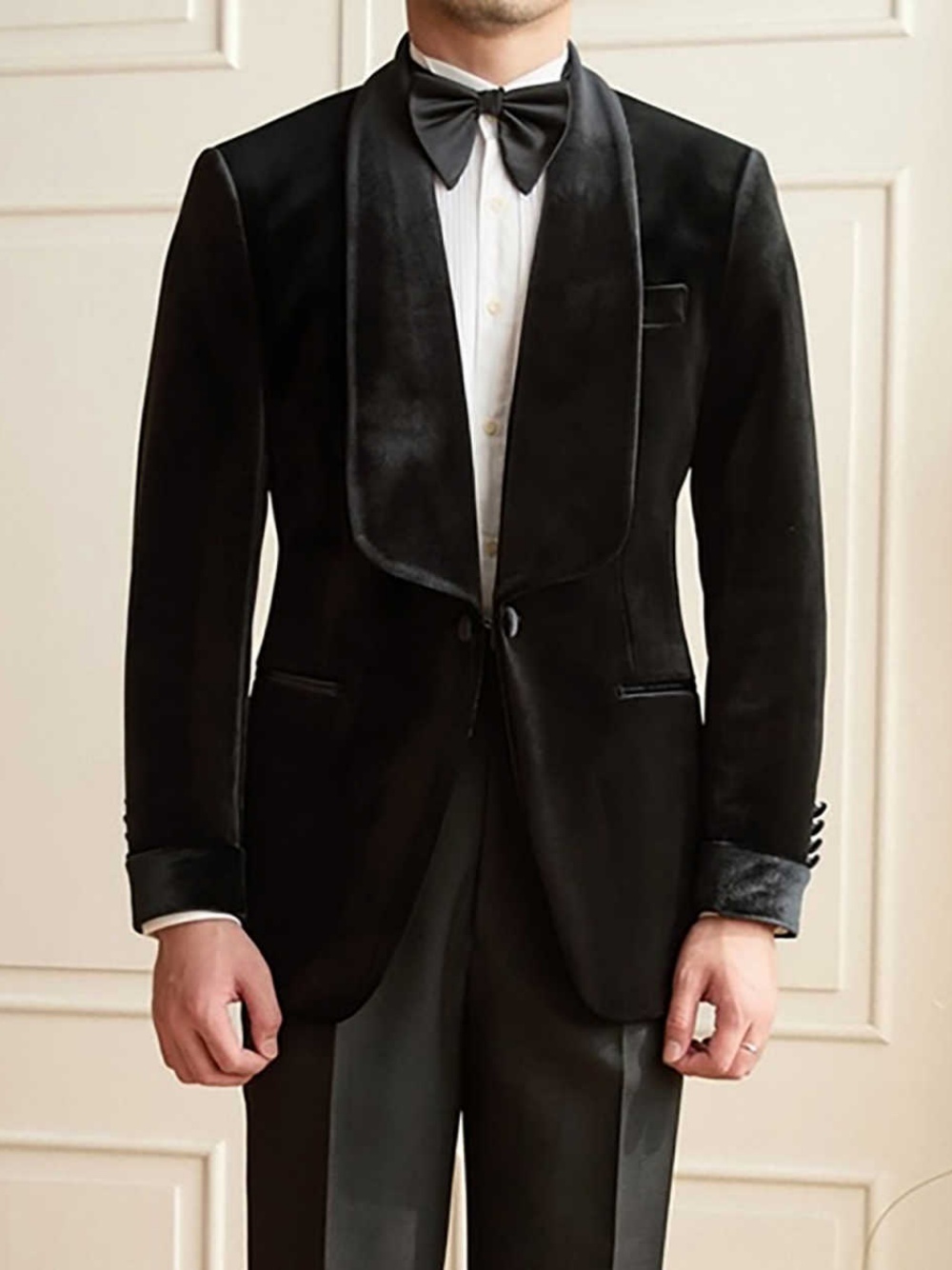 Classic Wedding Tuxedos Velvet 1 Piece Set Jacket Men Suit Exquisite Shawl Lapel Single Breasted Evening Groom Coat Customized