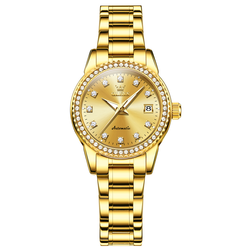 OLEVS Diamond elegant inlaid exquisite waterproof fashionable trendy mechanical watch for women, niche Ins style women's watch