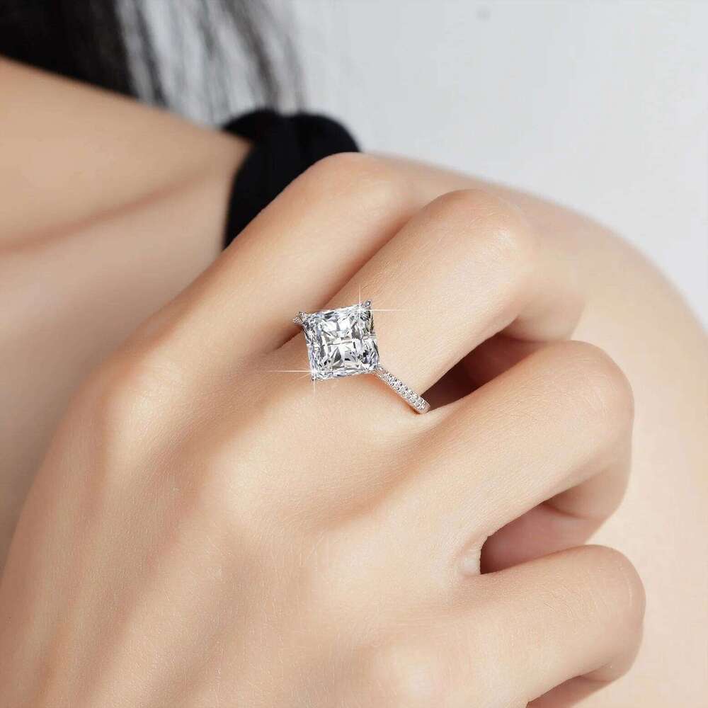 3CT Radiant Cut Full Moissanite Rings for Women Big Stone Luxury 100% S925 Sterling Silver Engagement Wedding Band GRA 427