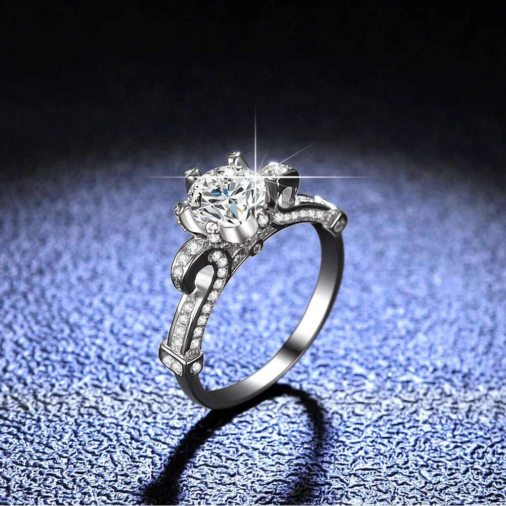 1 CT D Color Moissanite Diamond Luxury Wedding&engagement Rings for Women Gold Plated 925 Silver Queen Proposal Ring e21