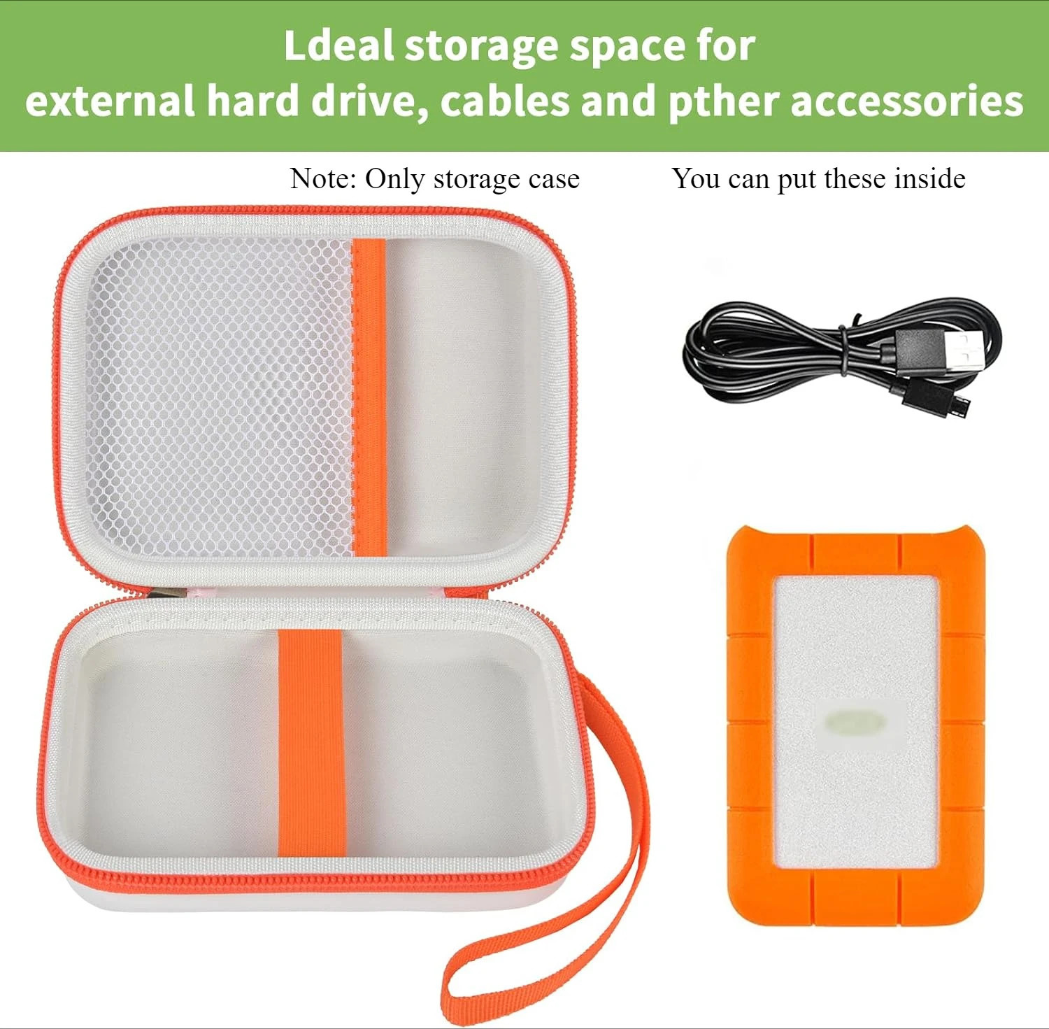 CASE ONLYCompatible with LaCie Rugged Mini 1TB/ 2TB/ 4TB/ 5TB External Hard Drive Portable HDD Storage Holder for Hard 251224