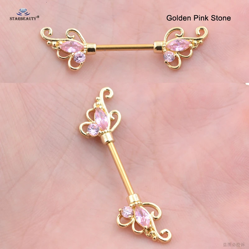 Starose 1 Pair 14G Stainless Steel Barbell Sexy Nipple Rings with Zircon for Women Helix Nipple Piercing Jewelry 251224