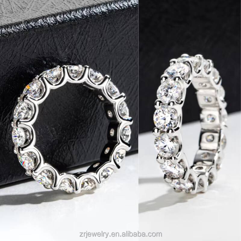 Fine Jewelry S925 Moissanite Eternity Band Ring Oval Cut Wholesale 14K 18K Gold Plated Moissanite Ring