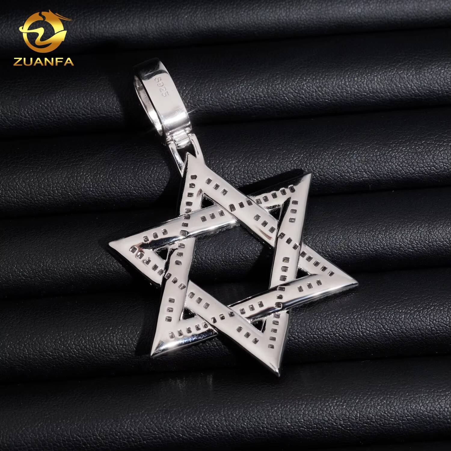 Hip Hop Moissanite Jewelry David of Iced Out Baguette Star Shape Pendant 925 Silver VVS D Moissanite Diamond Fine Charm Pendant