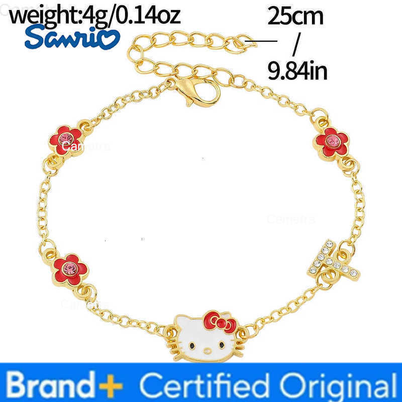 Sanrio Anime Hello Kitty Bracelet Cute Cartoon Figure Kitty White Metal Rhinestones Pendant Bracelet Kawaii Accessories H251229