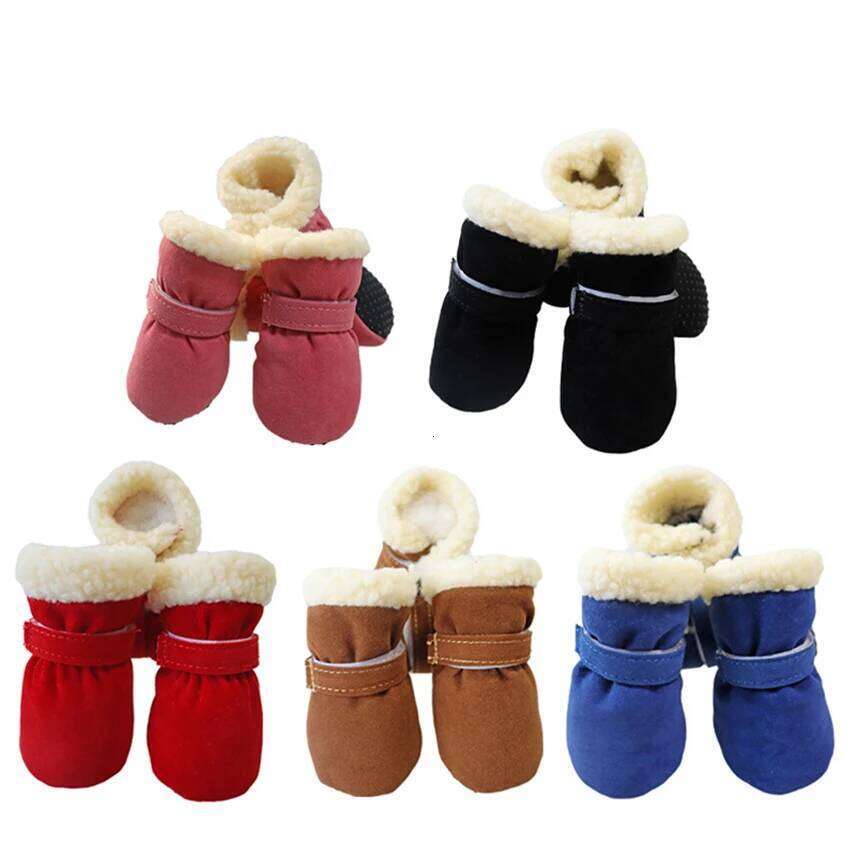 4Pcs Winter Waterproof Warm Dog Shoes Non-slip Snow Boots for Small Breeds Dogs Puppy Cat Chihuahua Pet Paw Care Pug