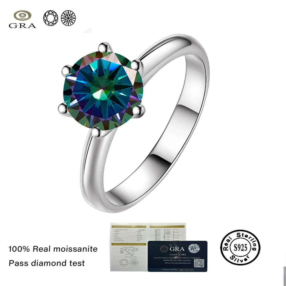 Solid 925 Sterling Silver ring with Real D Color VVS Moissanite Stone Fine Jewelry for Women Wedding Engagement finger Rings 9ea