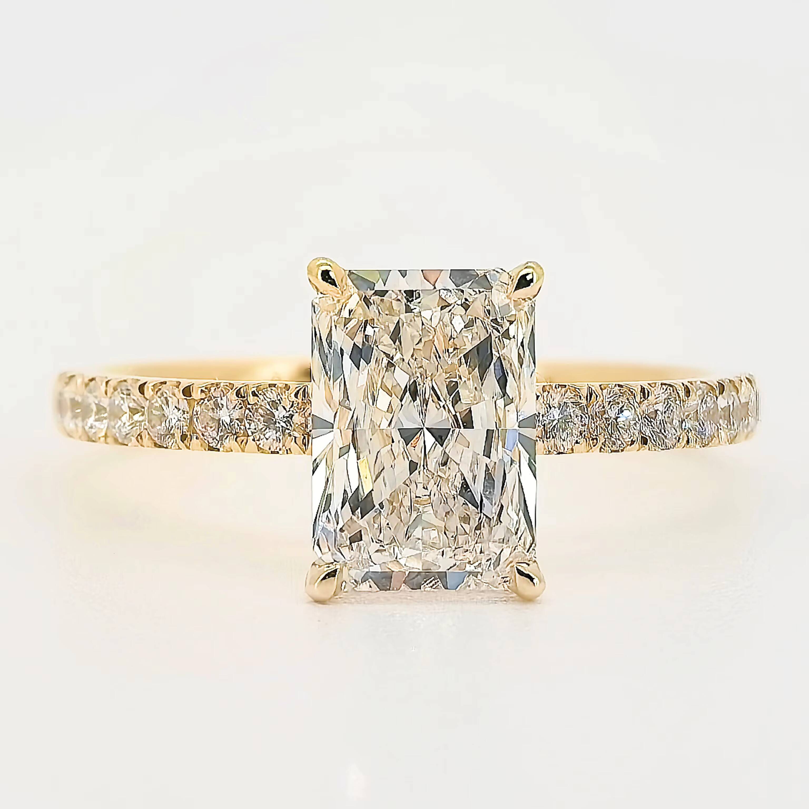 Custom Princess Cut Lab Diamond Rings 14K Soild Gold IGI Certified Synthetic Lab Grown Diamond Ring