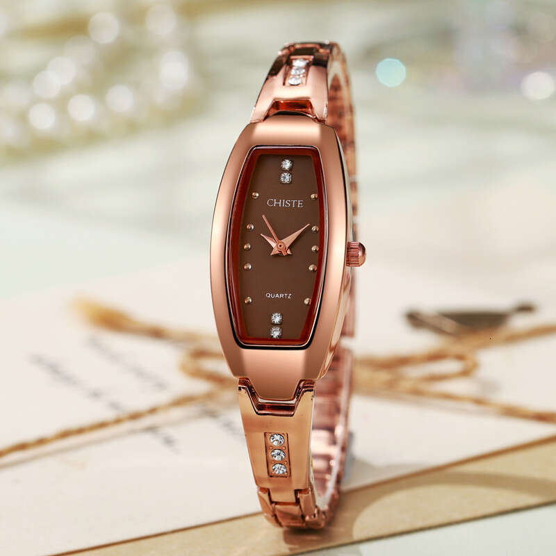 Burgundy Small Dial Design Oval Women's Watch Female Style Niche Compact Wristwatch