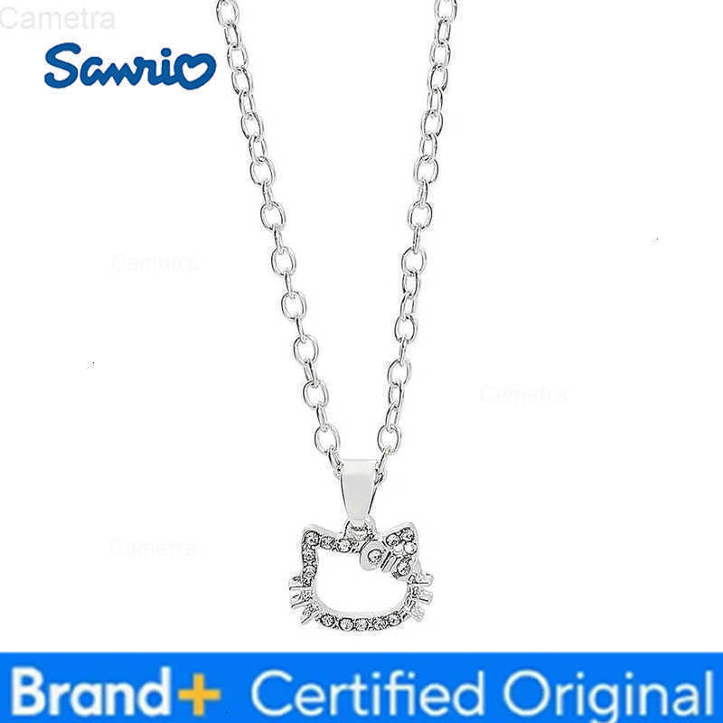 Sanrio Hello Kitty Necklace Kitty Cat Anime Style Pendant High-End Hollow Rhinestone Niche Alloy Pendant H251229