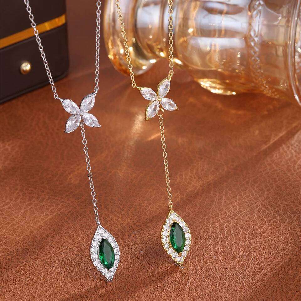 ZAKOL New Water Drop Pendant Y-shaped Long Necklace for Women Luxury Shiny Cubic Zirconia Sexy Wedding Party Jewelry