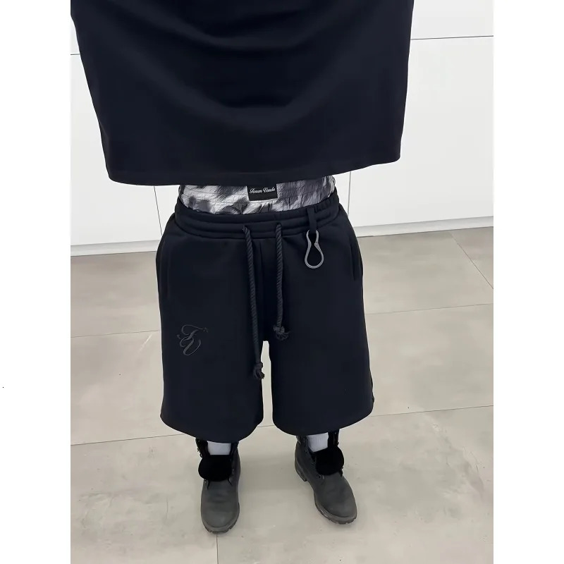 American high street fashion Y2K double waist embroidered n casual loose five quarter shorts 251223