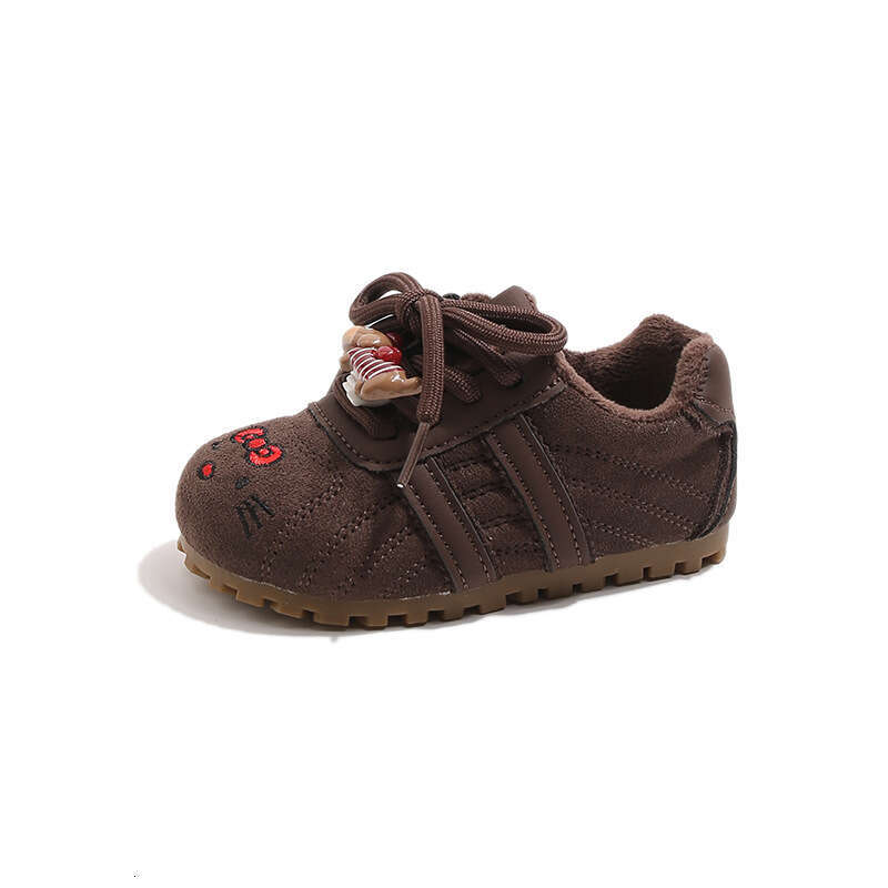 INS Children's Training 2025 Autumn Winter New Korean Style Girls' Cute Cartoon Forrest Gump Fleece-Lined Cotton Shoes