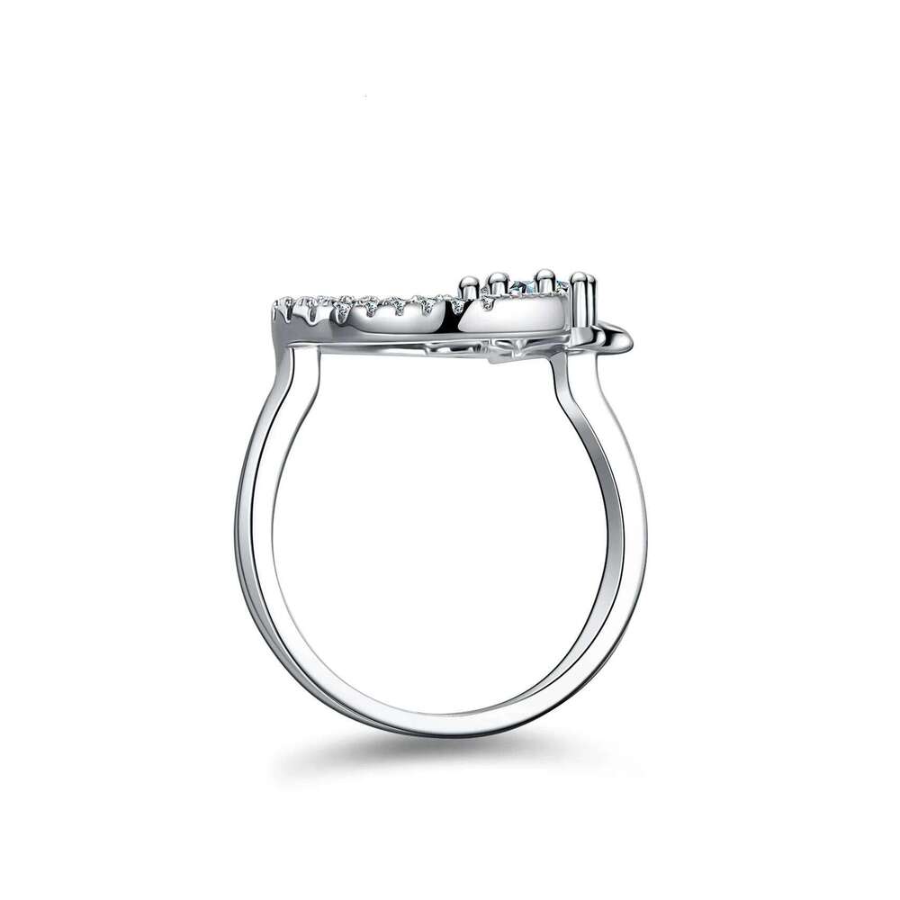 18K gold moissanite PT950 platinum ladies little fragrance princess crown star moon ring c3c