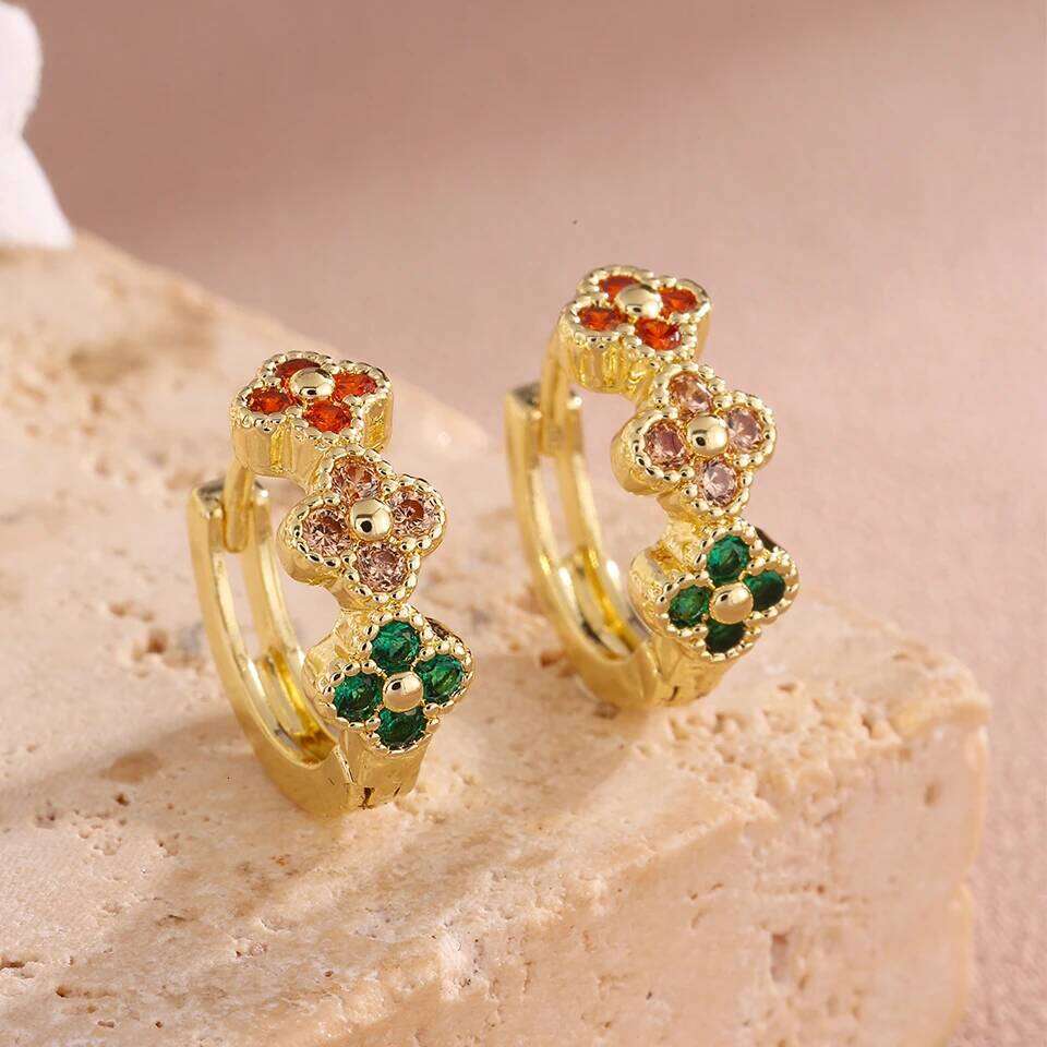 ZAKOL 2pcs/Set Colorful Random Zircon Flowers Bracelet Earring Set for Women Luxury Shining Crystal Bridal Wedding Party Jewelry
