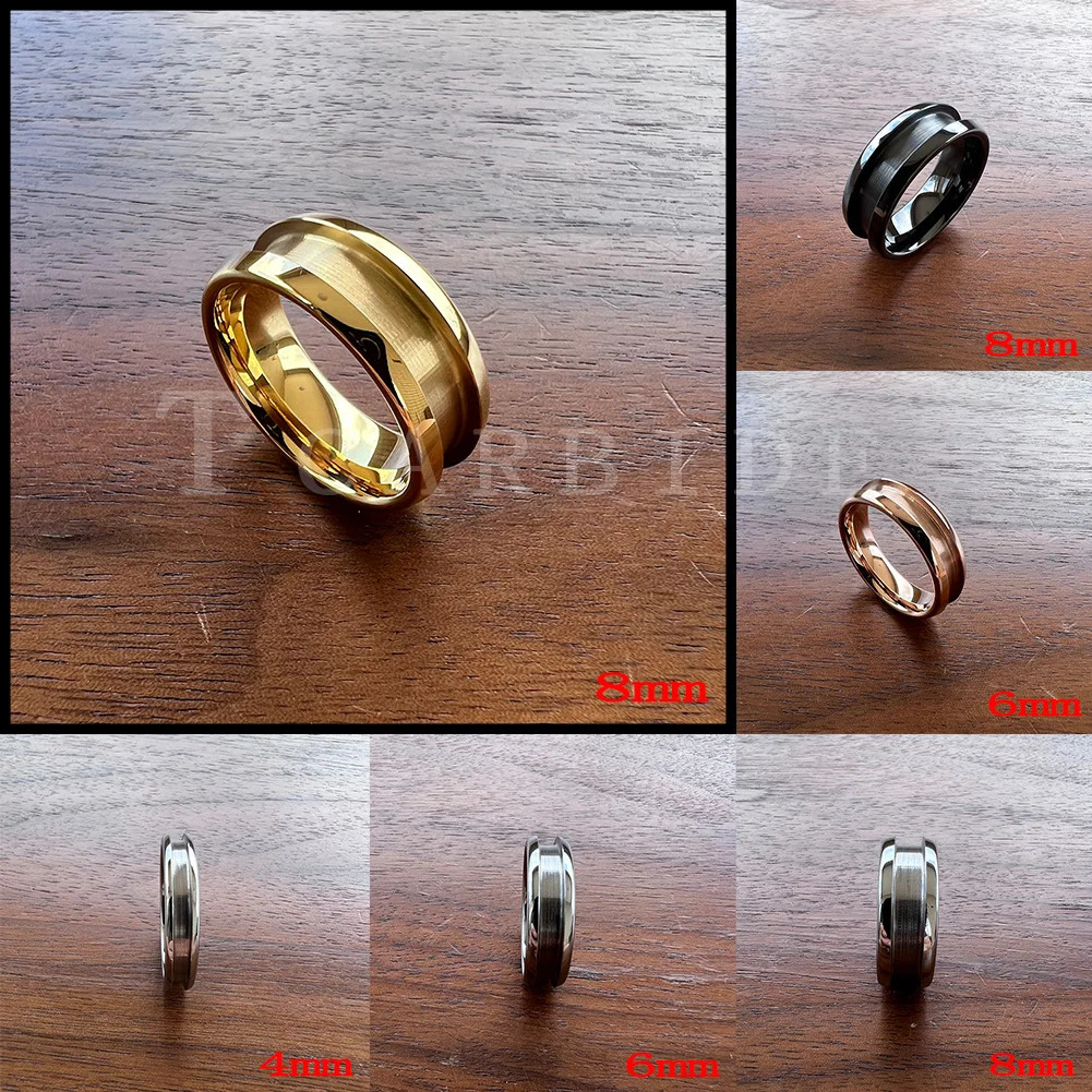 Factory Direct Price 4mm 6mm 8mm Tungsten Empty Ring Inlay Style Blanks 20/30/40 Grooves Domed Polished Finish 251224
