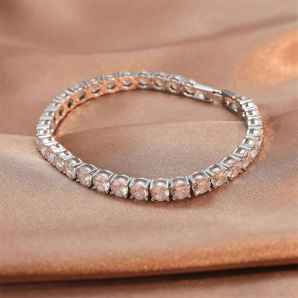 ZAKOL Classic 5mm/17.5cm Round AAA Cubic Zirconia Tennis Shiny Clear CZ Wedding Party Bracelet Valentine's Day Gift