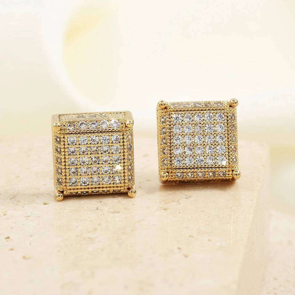 ZAKOL Buling Zirconia Earrings for Men Iced Out Micro Full Paved CZ Crystal Copper Earring Fashion Hip Hop Jewelry